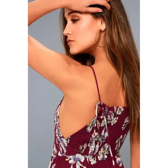 Free People Intimately Garden Party Raspberry Floral Print Maxi Dress - Picture 12 of 12